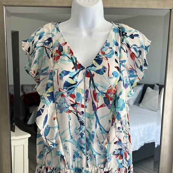 PARKER WOMEN SIZE M BLUE PRINT DRESS - Picture 2 of 8